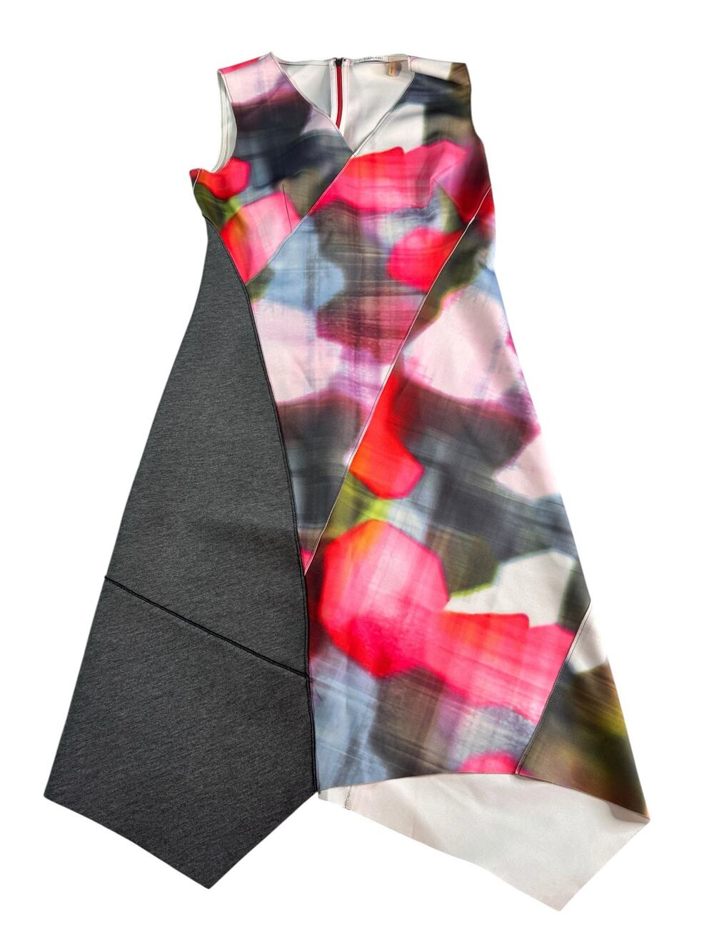 Tahari Size 6 Abstract Floral Colorblock Sheath Dress Sleeveless Career Midi